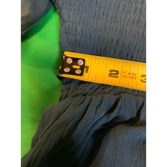 Torrid Dress Size 1X 14-16 Dark Blue Chambray Long Sleeve Smoked Peasant - Picture 9 of 10